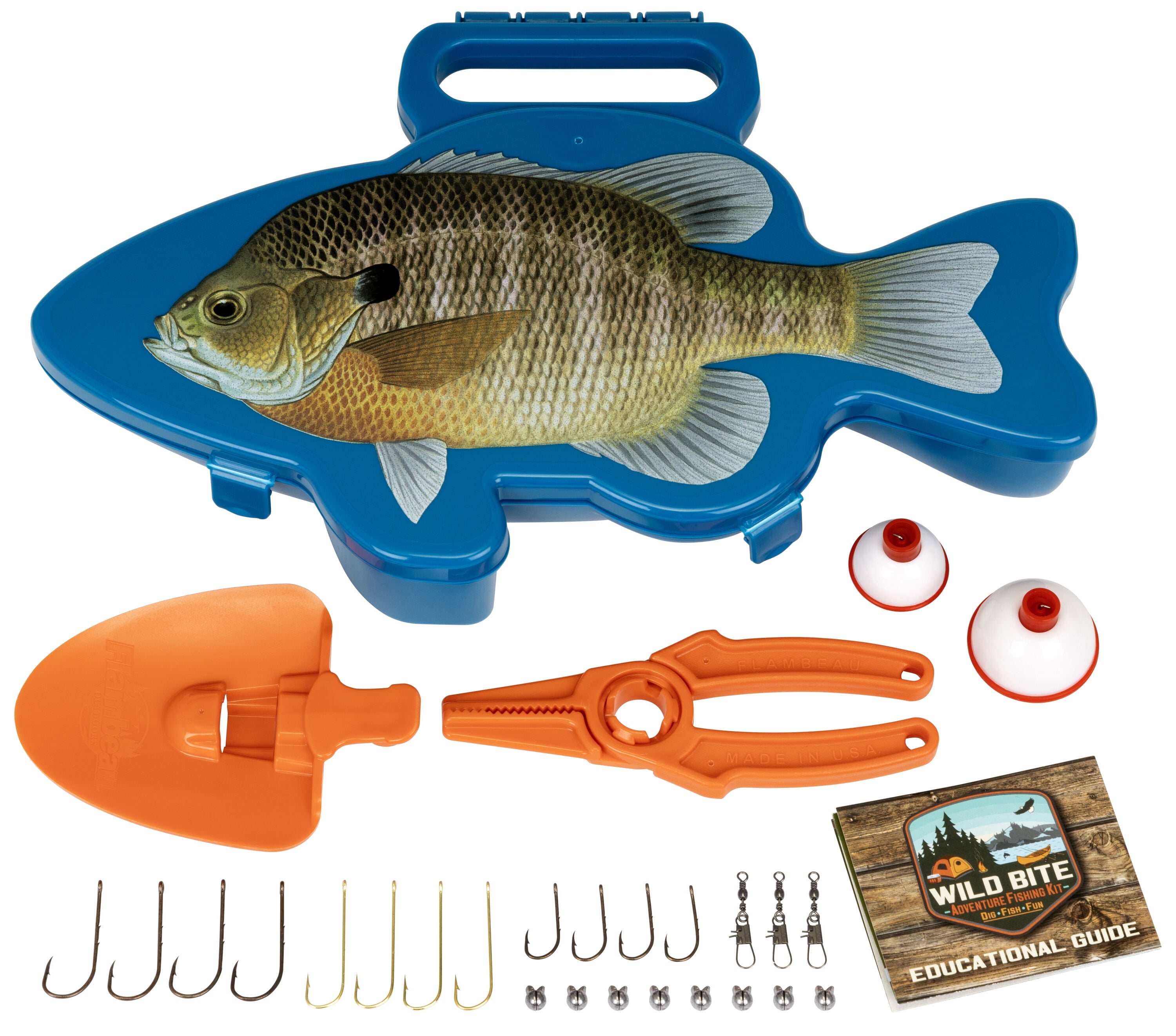 Flambeau Outdoors, Wild Bite Bass 25 Piece Kids Tackle Box Kit, Fishing  Tackle Box, Plastic, 10.75in 