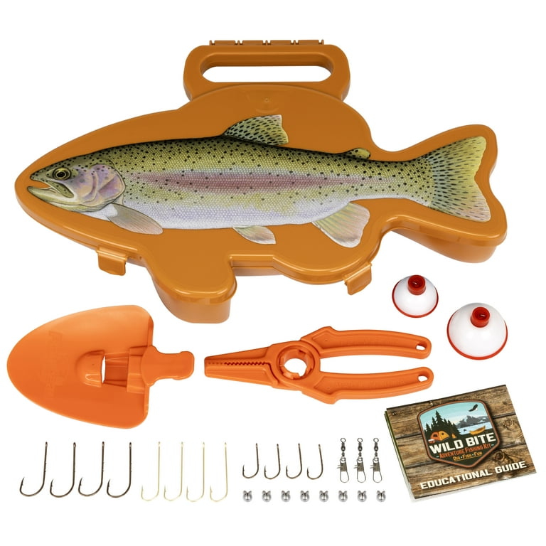 Flambeau Outdoors, Wild Bite Trout 25 Piece Kids Tackle Kit, Fishing Tackle  Box, 10.75 inches, Plastic