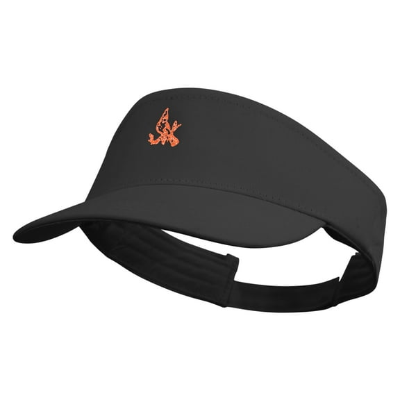 Flamboyant Bird Embroidered Brushed Cotton Sun Visor - Black OSFM