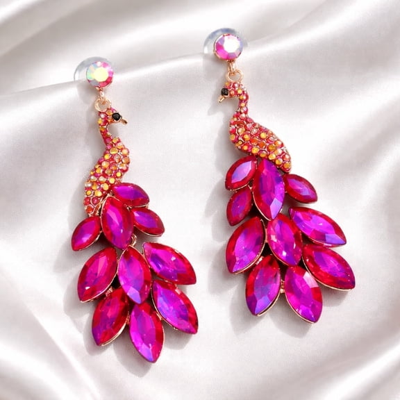 RubyLee Elegance Dangle Pink Earrings, Stainless Steel, (Includes Jewelry Pouch), 2 Count