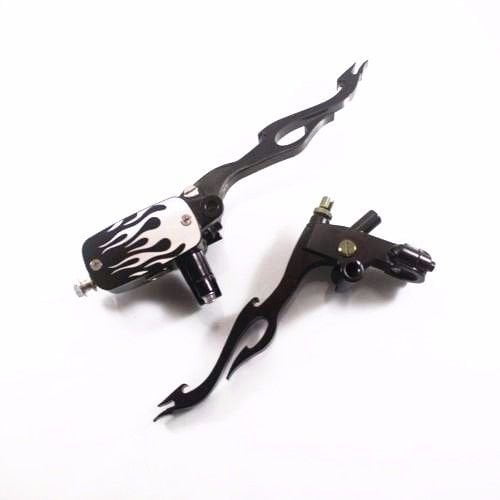 Flame 1" 25mm Handlebar Brake Clutch Lever for Harley Honda Kawasaki Suzuki Vintage Cafe Chopper