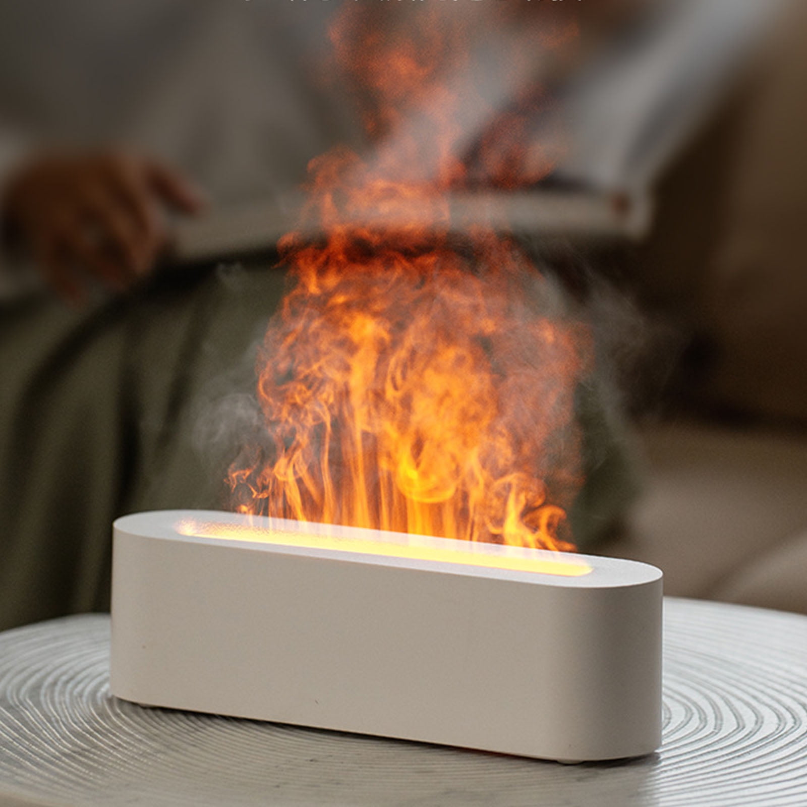 Flame Air Diffuser, Humidifier, Essential Oil Diffuser - 7 Colors, 180mL Capacity (7 Hours), Noiseless Operation, Auto-Off Protection - Perfect for Home Bedroom Office Gifts(White)