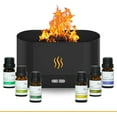 thumbnail image 1 of Flame Air Diffuser One Color Led Humidifier Aromatherapy Black LEOM, 6 Essential Oils Lavender, Rosemarry, Mint, Lemon Grass, Orange, Tea Tree, 1 of 7