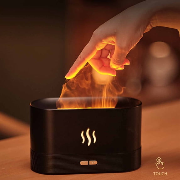 Flame Air Diffuser, iMountek 180ML Essential Oil Flame Diffuser Humidifier with Fire LED Light, No Water Auto off Protection (Warm)