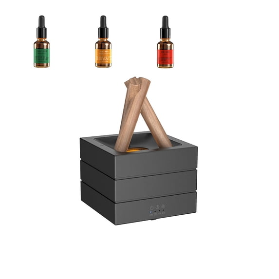 Flame Aroma Diffuser Mini Humidifier, Compact Campfire Style Essential Oil Diffuser with 7-Color Gradient Night Light, Quiet Ultrasonic Desk Diffuser with Auto Shut-Off for Home/Office/Bedroom