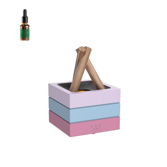 Flame Aroma Diffuser Mini Humidifier, Compact Campfire Style Essential Oil Diffuser with 7-Color Gradient Night Light, Quiet Ultrasonic Desk Diffuser with Auto Shut-Off for Home/Office/Bedroom
