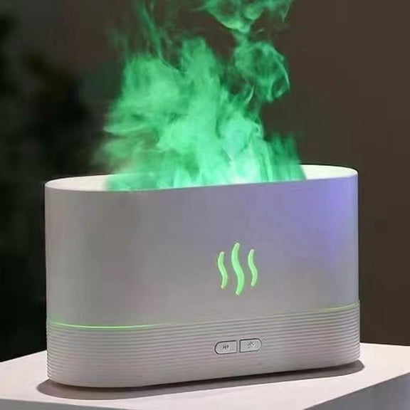 Flame Aroma Diffuser, Usb-Powered Cool Mist Humidifier With 7-Color Led Lights, Portable Aromatherapy Machine For Home Bedroom Office, White