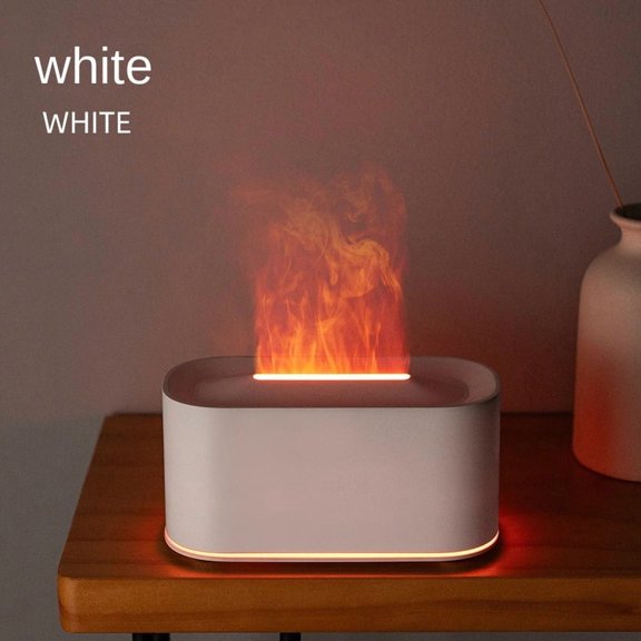 Flame Aromatherapy Machine With Seven-Color Ambient Light Home Desktop Unit white