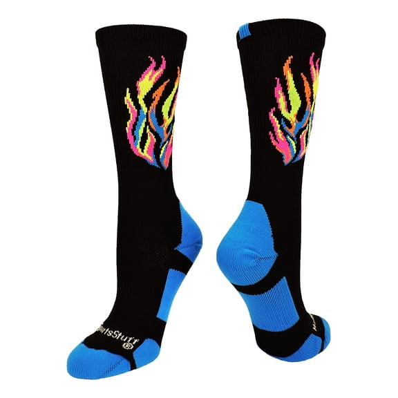 Flame Athletic Crew Socks (Multi-Neon/Black, Large)