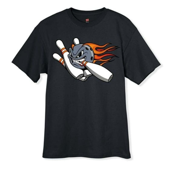 Flame Ball and Pins Bowling T-ShirtWhite Youth X-Small