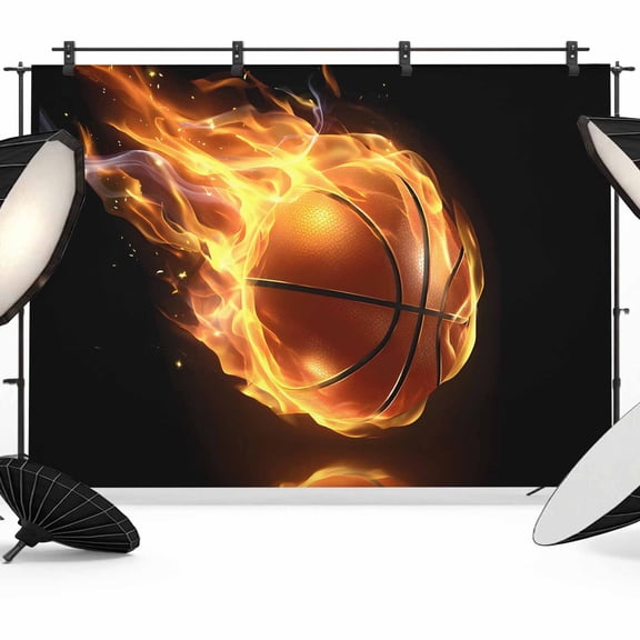 Flame Basketball Photography Backdrop 7x5FT, Sports Black Background Abstract Art Photo Backdrops, Background for Photography Studio Photo Studio Background, Back Drop for Photoshoot