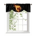 thumbnail image 1 of Flame Basketball Tie Up Valances Curtain, Adjustable Kitchen Sports Black Background Abstract Art Valances for Windows Decor, Rod Pocket Short Curtains Set for Bedroom/Bathroom, 60"x18", 1 of 8