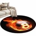 thumbnail image 1 of Flame Billiards Round Area&nbsp;Rug 3ft Sports Black Background Abstract Art Non-Slip&nbsp;Washable Circle Rugs Soft Felt Indoor Floor Mat for Bedroom Kitchen Living Room Bathroom, 1 of 9