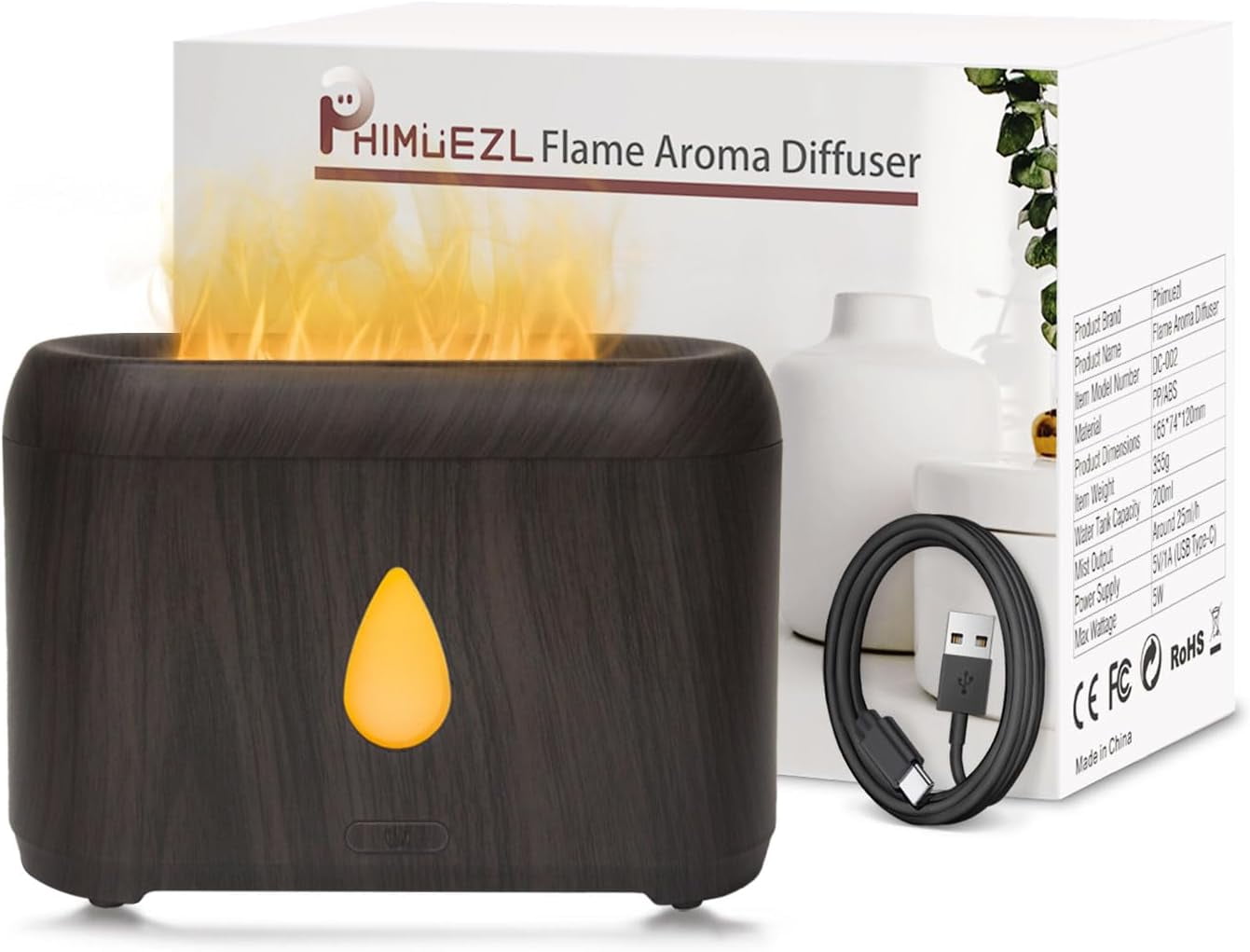 Protective Diffusers Flame Diffuser for Essential Oils, 200ml Ultrasonic Aroma Diffusers ...