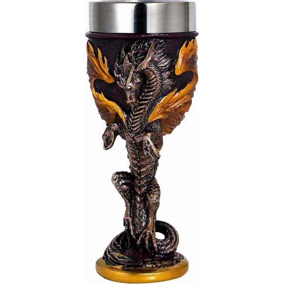 Flame Dragon Goblet Dungeons and Dragons Gift Chalice Wine Goblet- 7oz Stainless Steel Medieval GOT Dragon Game Cup of Thrones Merchandise Themed Party Decoration