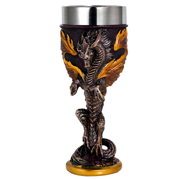 Flame Dragon Goblet Wine Chalice for Gaming and Themed Events 7oz