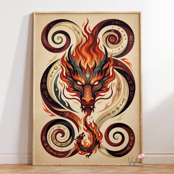 Flame Dragon Mythical Fire Wall Decor
