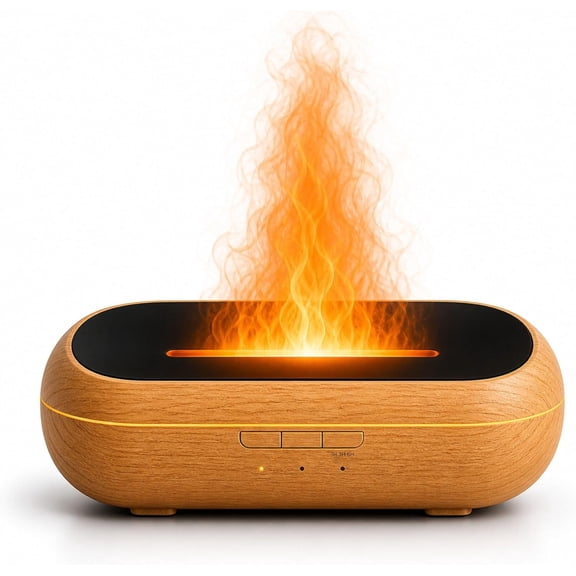 Flame Effect Diffuser, 160ml Essential Oil Diffuser with Realistic Mist, 7 LED Colors, Timer & Auto Shut-Off for Bedroom, Home, Office