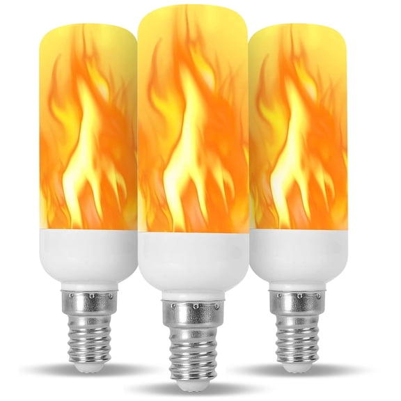 Flame Effect LED Bulb with Adjustable Settings 12mm Diameter 100mm Length E12 Base 3 Pack