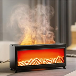 Flame Essential Oil Diffuser, 220ml Fireplace Flame Diffuser,2 Mist Mode Humidifier 4 Timer Remote Control Waterless Auto-Off, Humidifiers for Bedroom Home Office (Black)