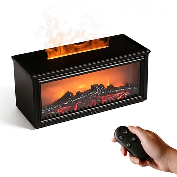 Flame Essential Oil Diffuser Humidifier with 7 Color Light, Wood Aroma Diffuser and Quiet Mist Maker for Bedroom