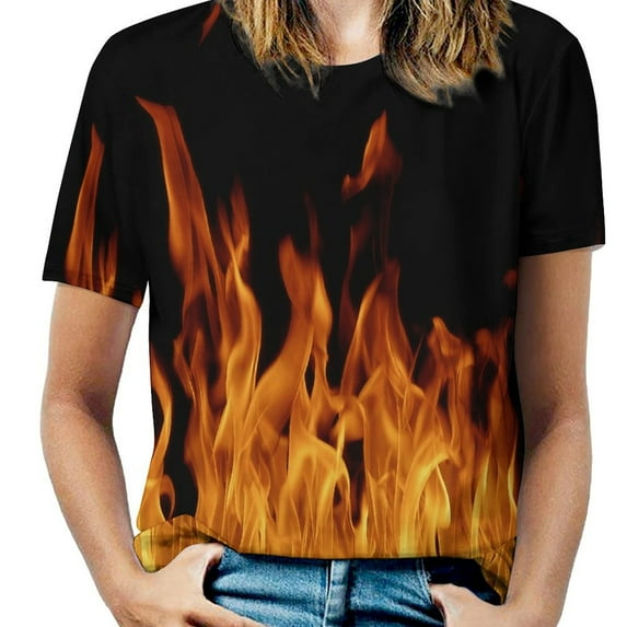 Flame Fire Texture Design Women's T-Shirt Short Sleeve T Shirts Tops Tee Ladies Loose T
