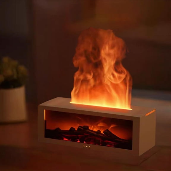 Flame Fireplace Aroma Diffuser, Essential Oil Aromatherapy with 7 Colors Fireless Flames