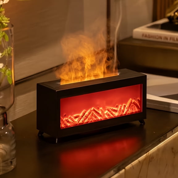 Flame Fireplace Diffuser - 7-Color Essential Oil Diffuser & Ultrasonic Cool Mist Humidifier, 7.44oz with Timer & Auto Shut-Off, USB Powered for Bedroom Office Home Decor