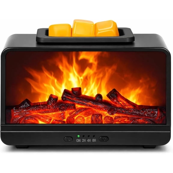 Flame Fireplace Wax Melt Warmer,Scentsy Warmer with Timer, Electric for Scented PTC Heating Plate, Burner Women Gifts & Home Decor(Black)