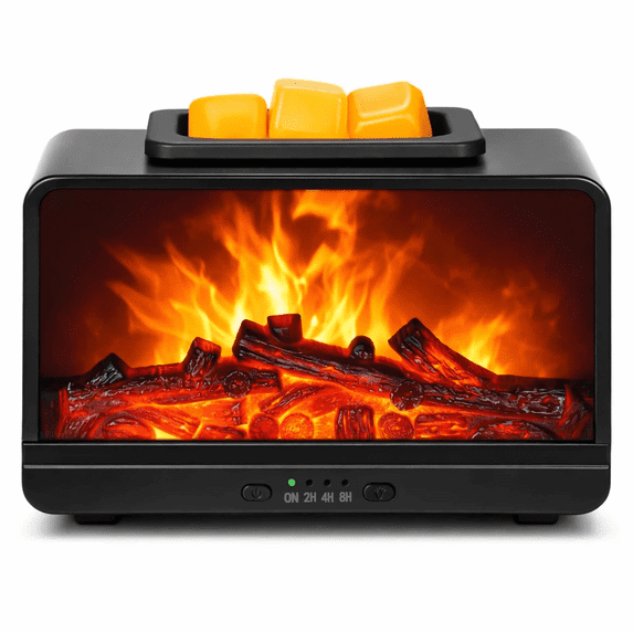 Flame Fireplace Wax Melt Warmer,Scentsy Wax Warmer with Timer, Electric Wax Warmer for Scented Wax with PTC Heating Plate, Wax Burner for Women Gifts & Home Decor (Black)