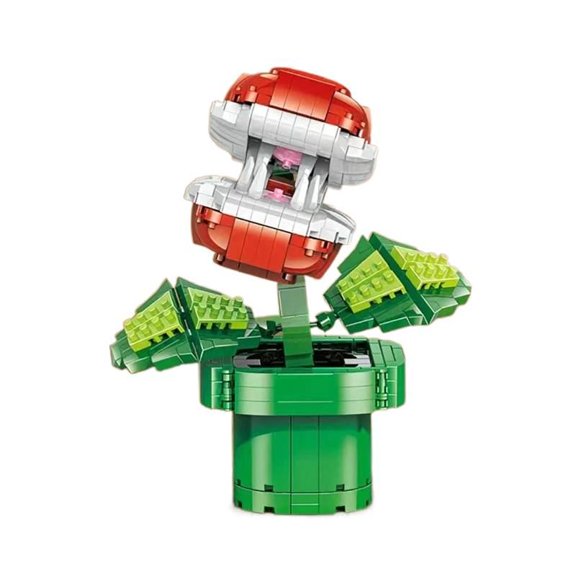 "Flame Flower & Man-Eating Flower Building Blocks – Question Mark Box – Mini Bricks Creative Desktop Model – Children's Toys"