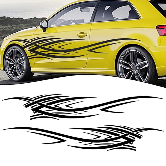 Flame Graphics Car Body Side Stickers Vinyl Racing Stripe Decals Large Size For SUV Truck Off-Road Vehicle Door Decoration Easy Installation