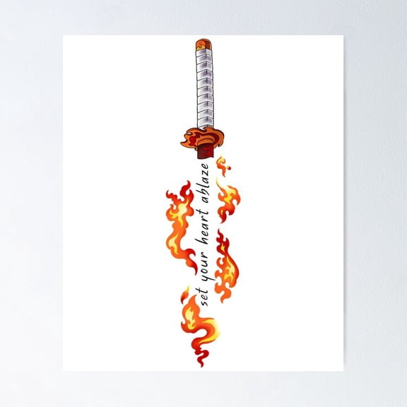 Flame Hashira Rengoku Sword Weapon Wall Decor, Unframed Poster