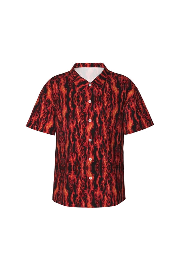 Flame Hawaiian Shirts For Men, Summer Short-Sleeve Relaxed-Fit Button-Down Shirts Xx-Large