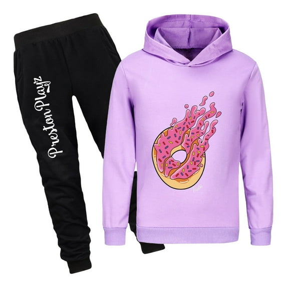 Flame Hoodie and Pants Tracksuit PrestonPlayz Boys Girls Outfit Set Kids Game Pullover & Joggers Birthday Clothing Gift