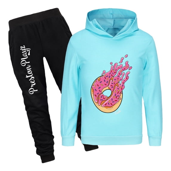 Flame Hoodie and Pants Tracksuit PrestonPlayz Boys Girls Outfit Set Kids Game Pullover & Joggers Birthday Clothing Gift