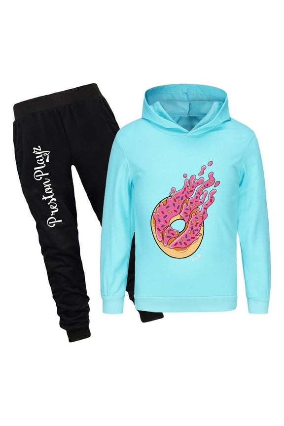 Flame Hoodie and Pants Tracksuit PrestonPlayz Boys Girls Outfit Set Kids Game Pullover & Joggers Birthday Clothing Gift