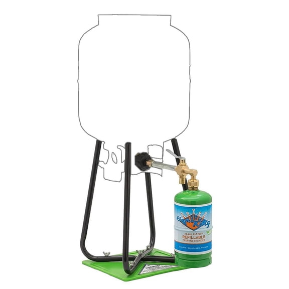 Flame King 1LB Refillable Propane Cylinder with Refill Kit - Adapter and Stand