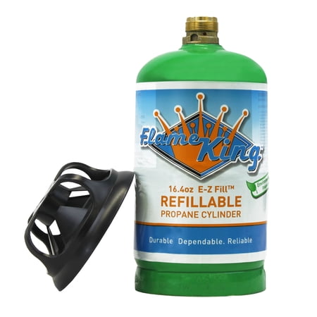 Flame King Refillable Empty Propane Tank Cylinder Dot Compliant for Propane Lamps, Lanterns and Camp Stoves, 16.4oz, 1lb
