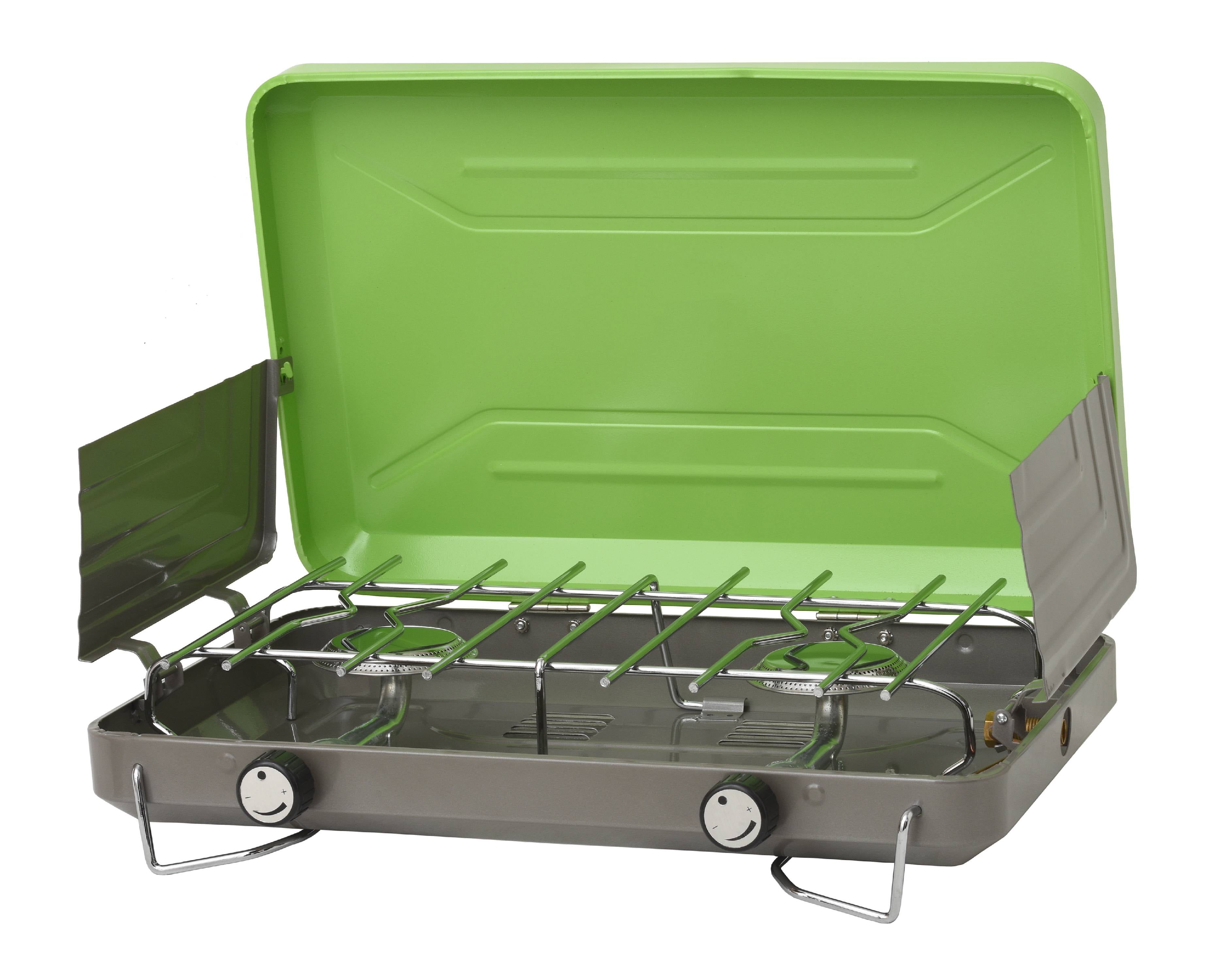 Flame King 2 Burner Camp Stove, Portable Propane Camping Stove for Outdoor Cooking, 20,000 BTU