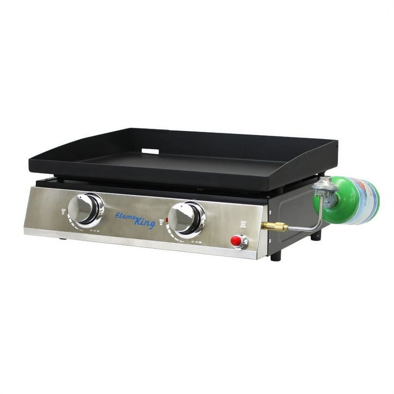 Flame King 2-Burner Propane FlatTop Tabletop Cast Iron Grill