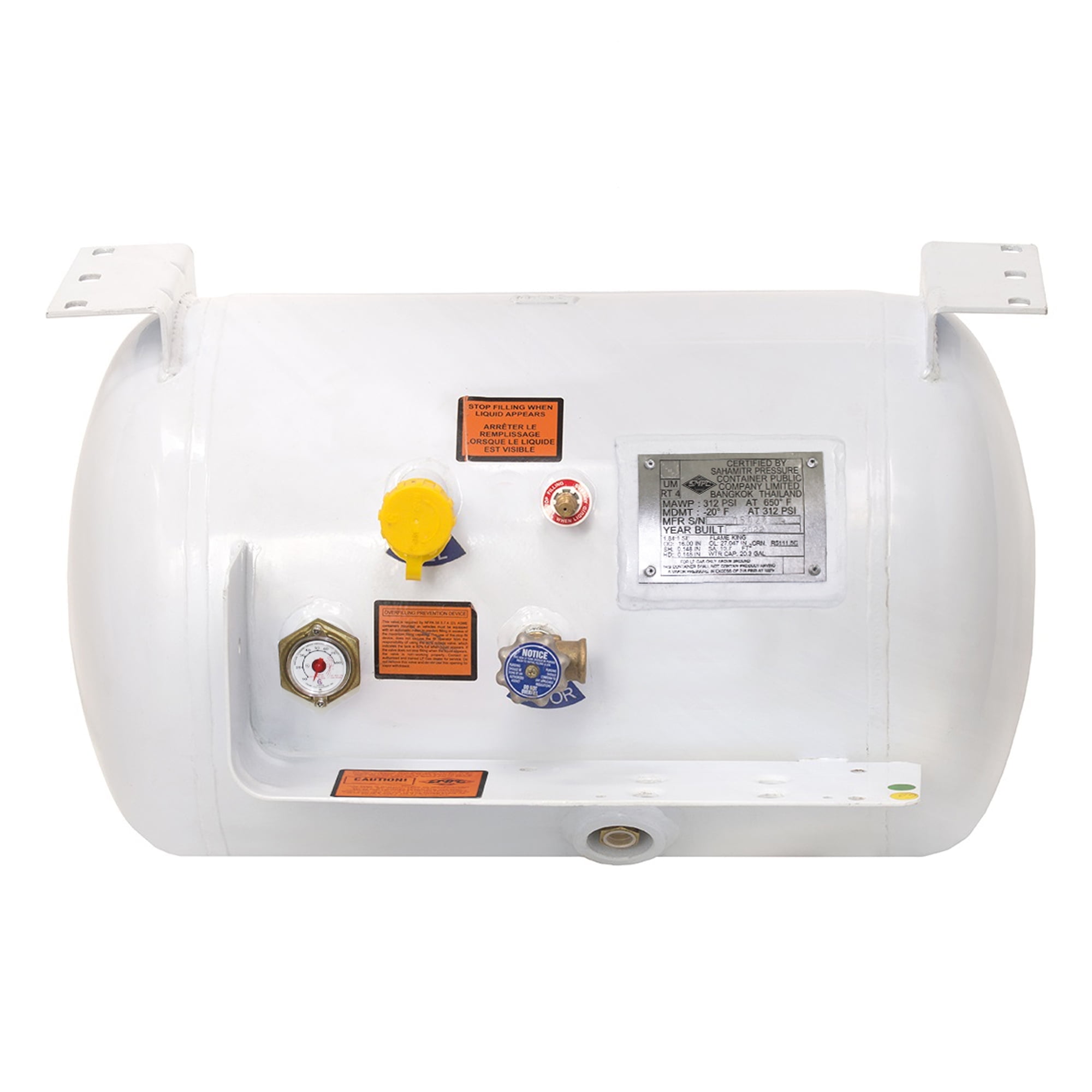 Flame King High-Grade Steel 20.3-Gallon Horizontal ASME Propane Tank Cylinder for RV, Van, or Trailer
