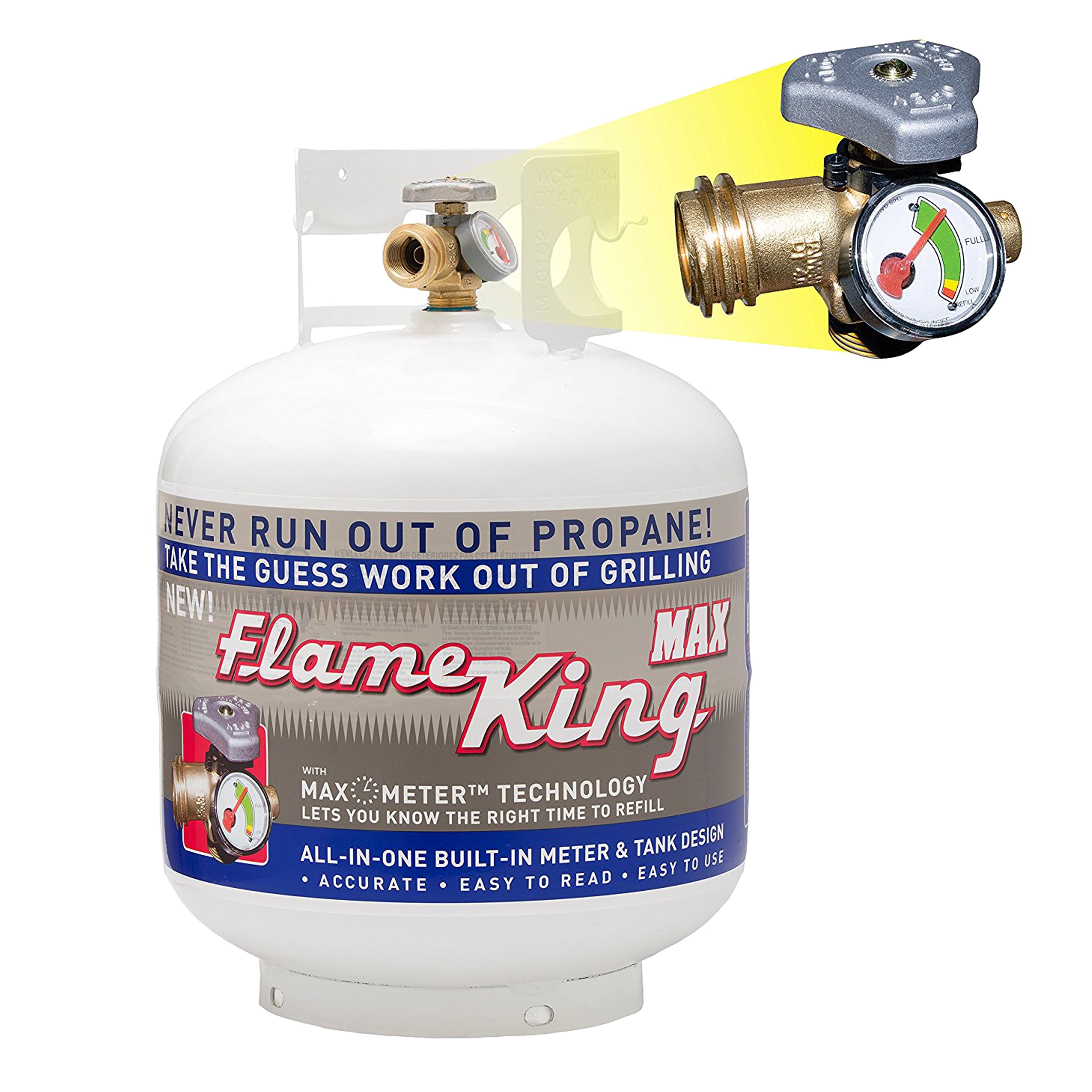 Flame King 20 lb. Propane Cylinder with Type 1 Overfill Protection Device  Valve and Built-In Gauge (Ships Empty) 