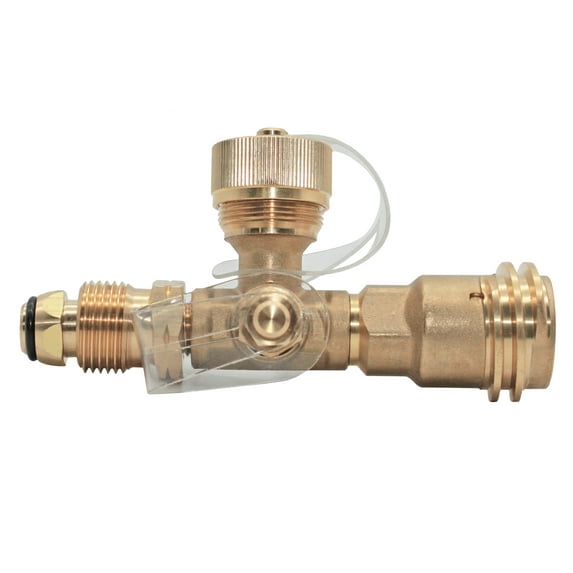 Flame King 4-Port Tee Propane Adapter POL Inlet 1/4 Inverted Female Flare Inlet QCC CGA600