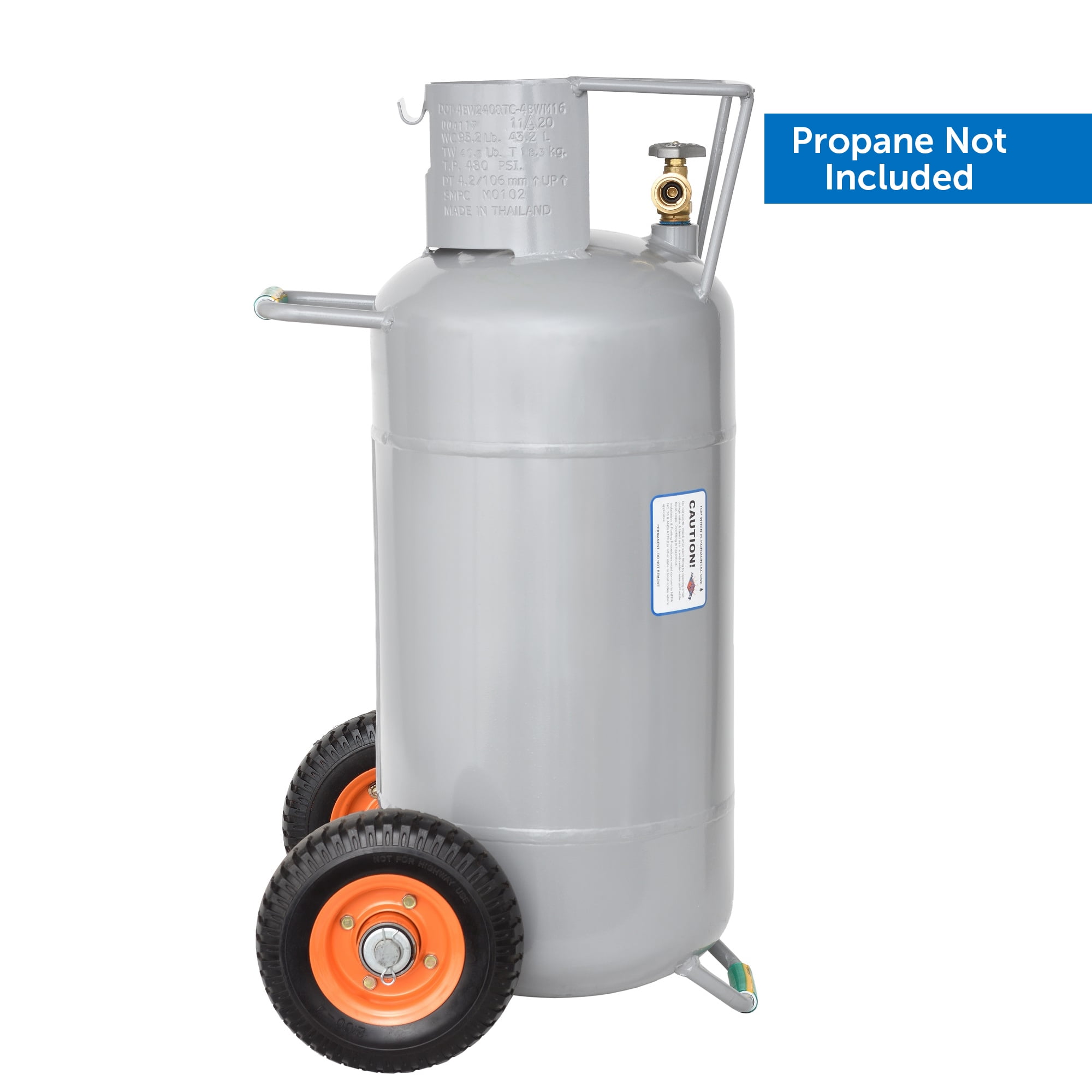 FLAMEKING Flame King Empty Propane Tank, Horizontal & Vertical LP Cylinder with Dolly Cart Wheels, 40 lbs