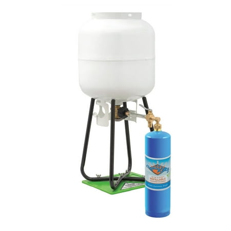 Flame King Eco-Friendly Refillable 1LB Empty Propane Cylinder Tank with Refill Kit - Blue