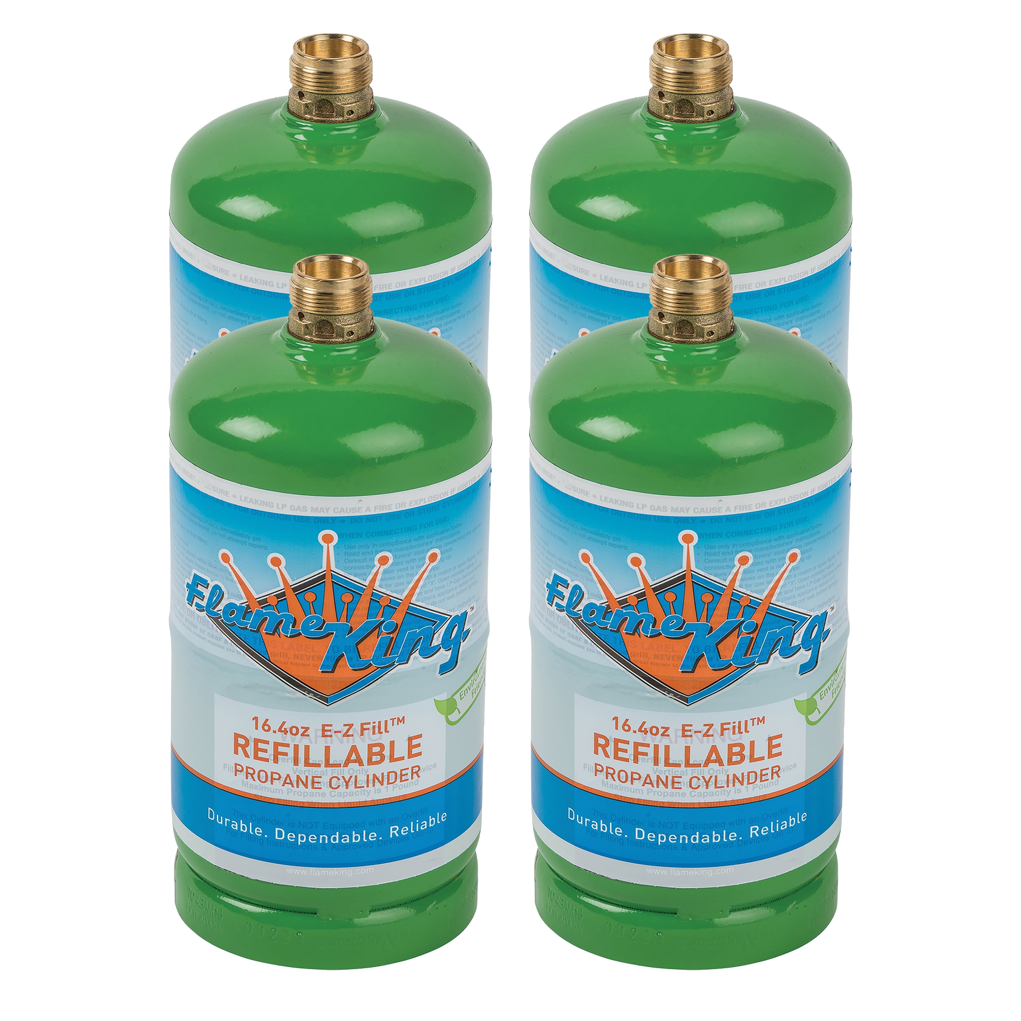 Flame King Eco-Friendly Refillable Empty 1LB Propane Tank LP Cylinder DOT Compliant (4-pack)