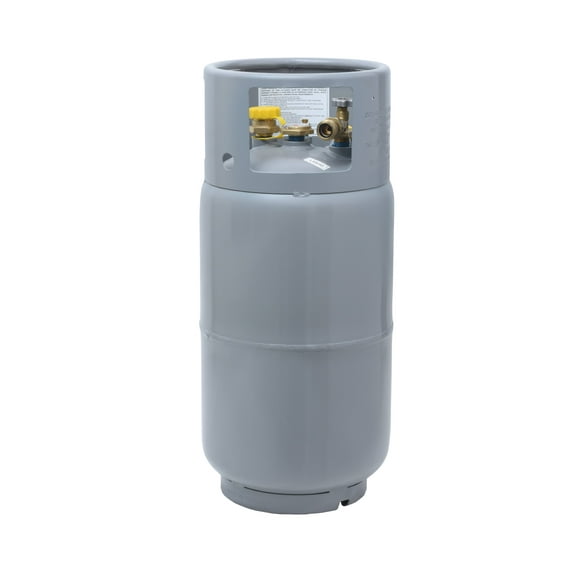 Flame King Stainless Steel Forklift Propane Tank Cylinder with Built-in Gauge, Gray, 33.5 lbs