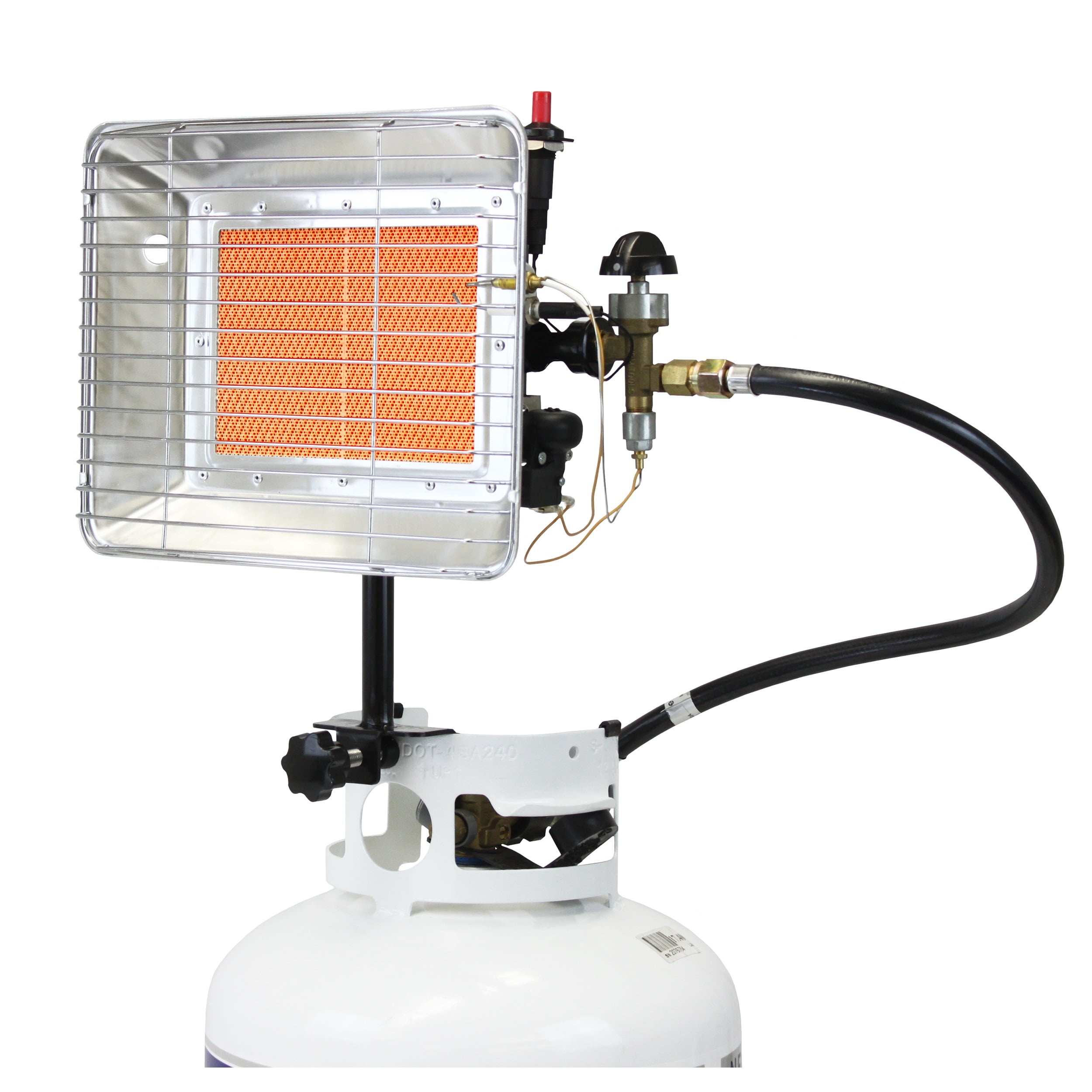 Compact Silver Steel Propane Tank Top Heater with Safety Shutoff