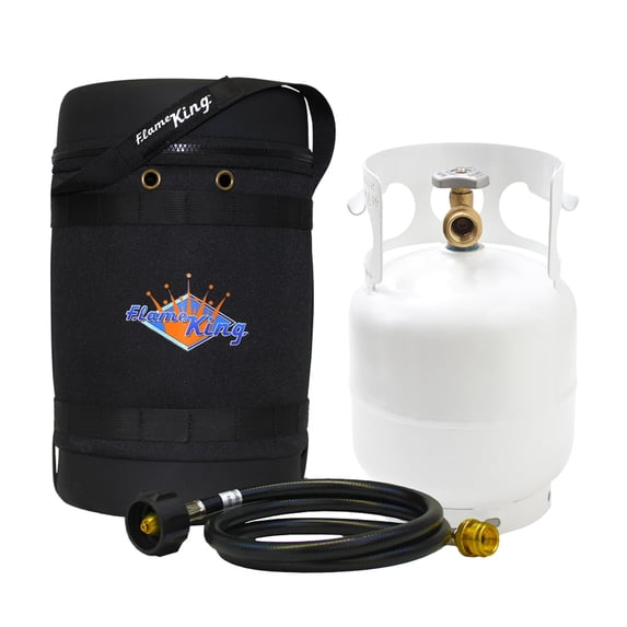 Flame King Gas Hauler Kit, Insulated Protective Carry Case for 5LB Propane Tank, Adapter Hose for Camping, Outdoor Adventures, Universal